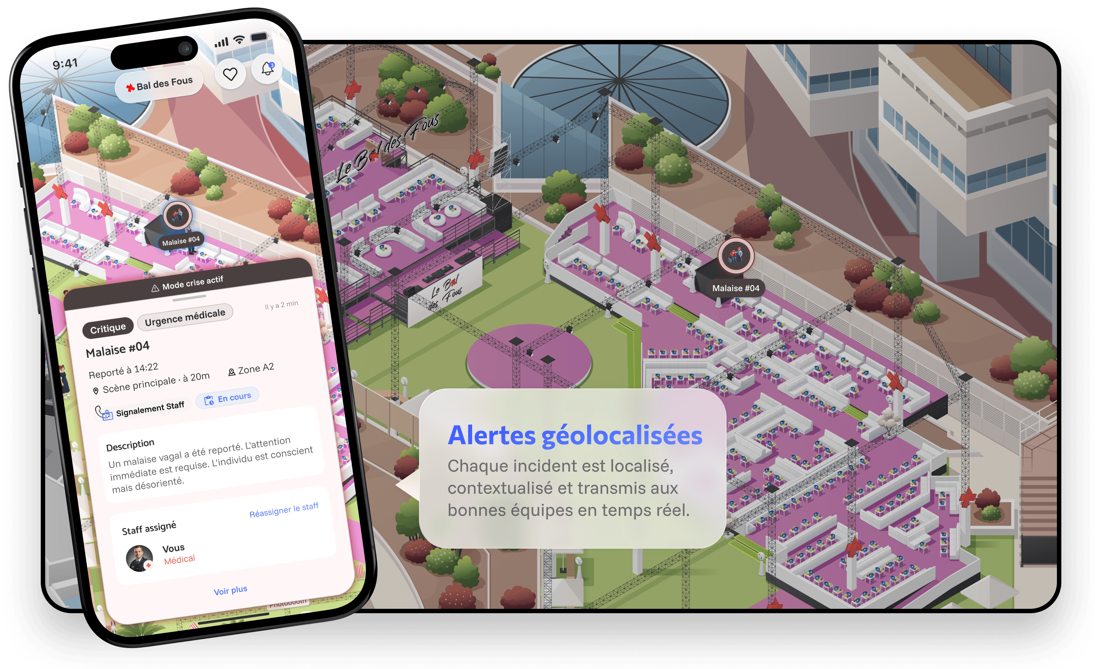 Simulation Oneera avec alertes géolocalisées sur une carte live.