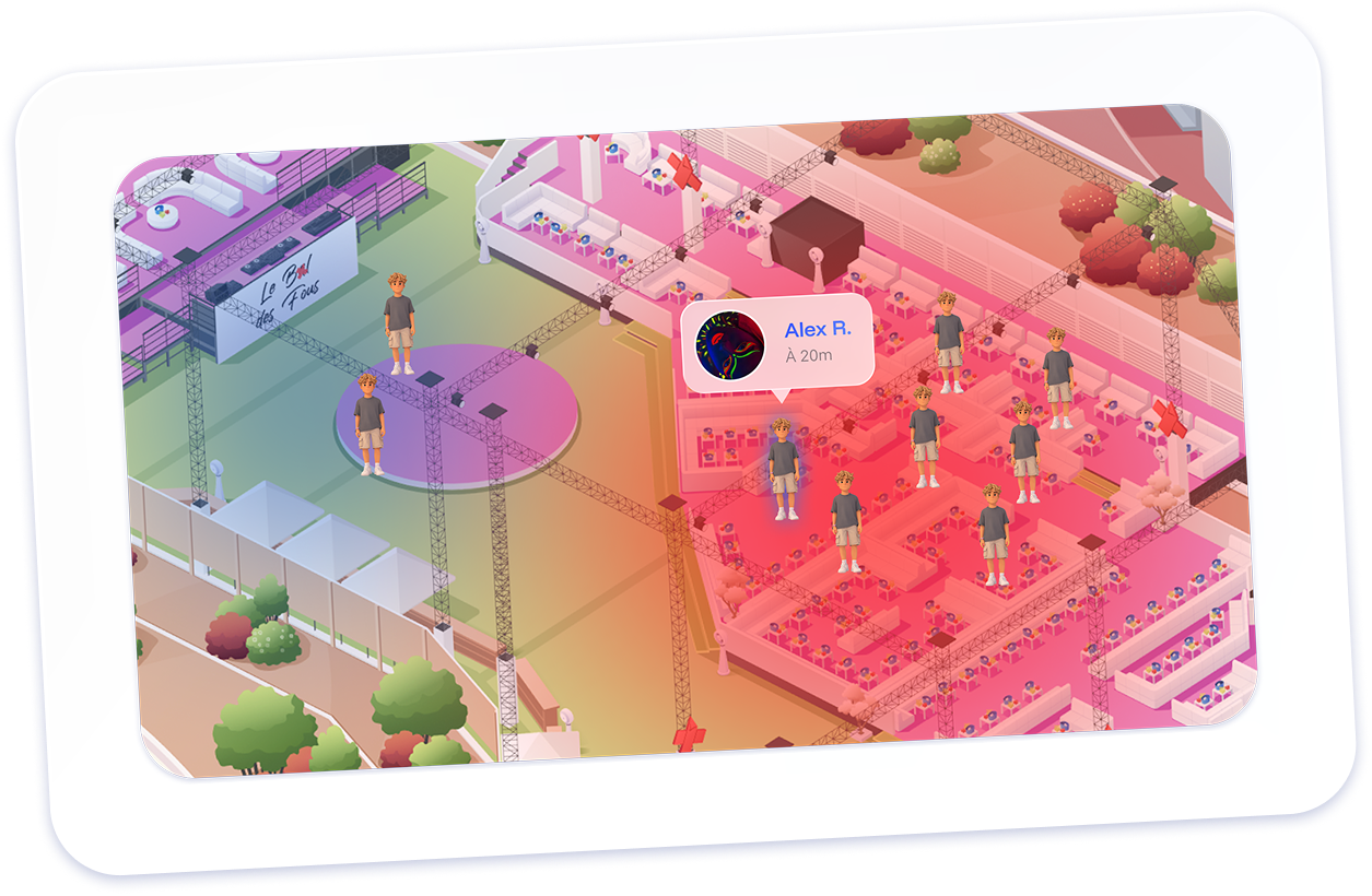 Carte détaillée avec zone active et position utilisateur