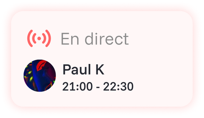 Carte En direct avec Paul K et son horaire.